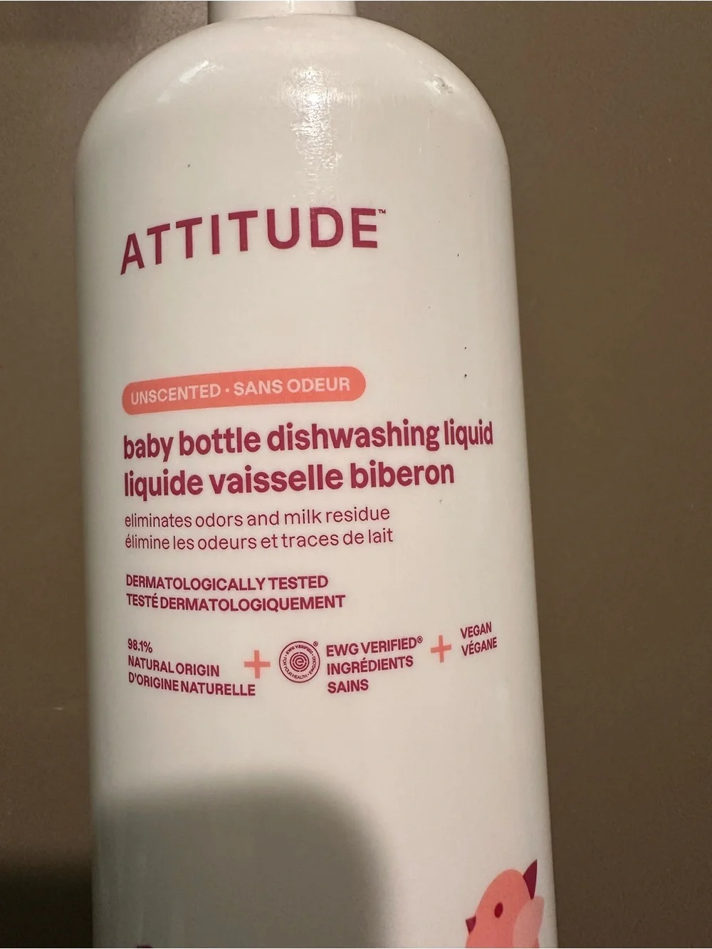 Baby Leaves Baby Bottle Dishwashing Liquid - White with Pink Accents